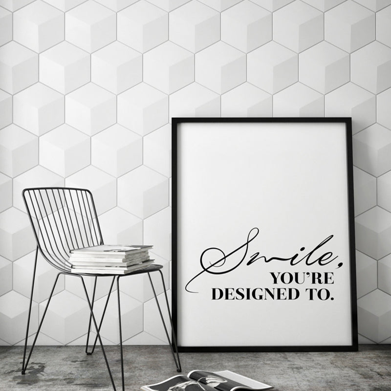 Smile You Are Designed To Black and White Inspirational Quote Painting | Bowlift