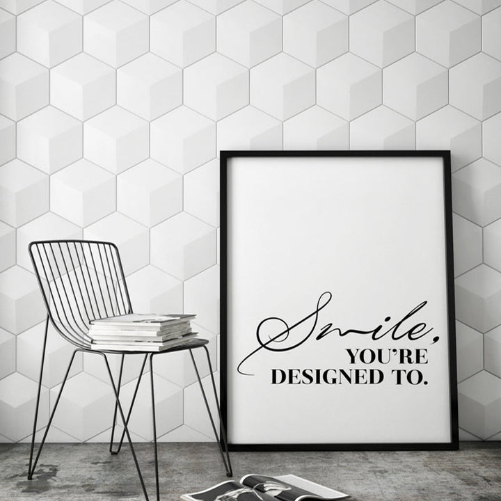 Smile You Are Designed To Black and White Inspirational Quote Painting | Bowlift