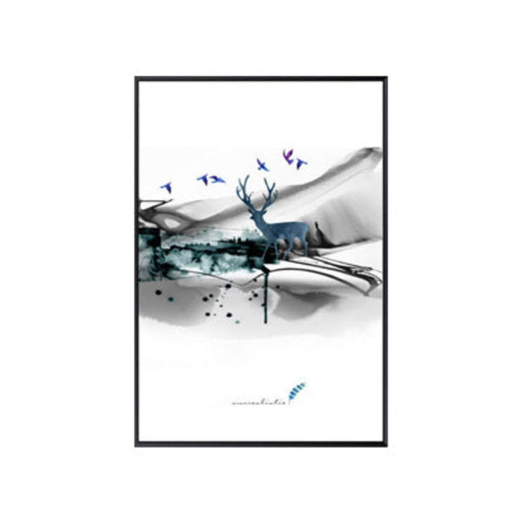 Abstract Paris Eiffel Tower Deer - Canvas Wall Art Painting | Bowlift