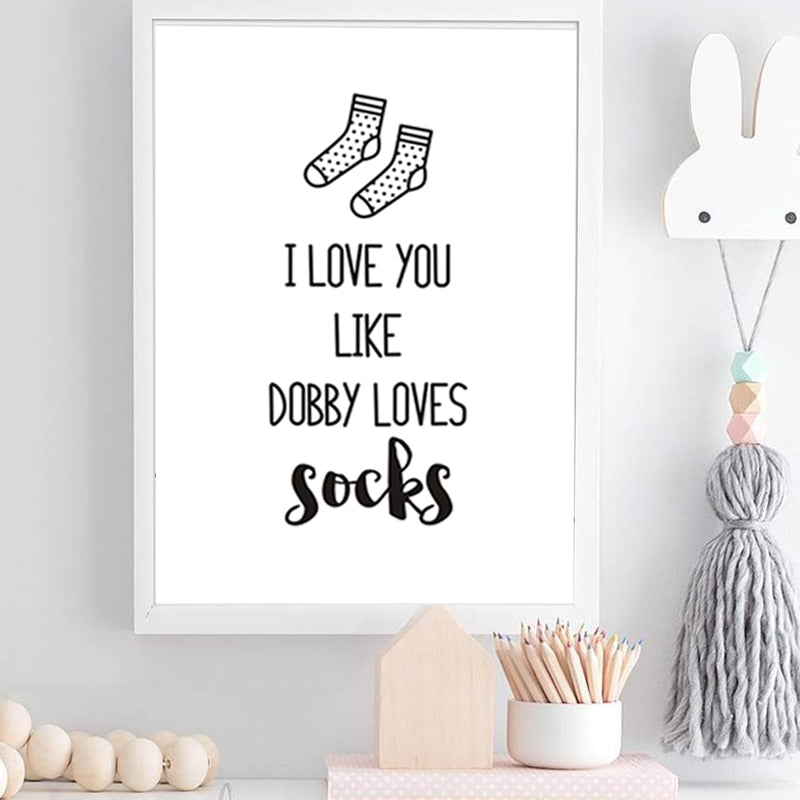 I Love You Nursery Prints Decor Socks - Canvas Wall Art Painting | Bowlift