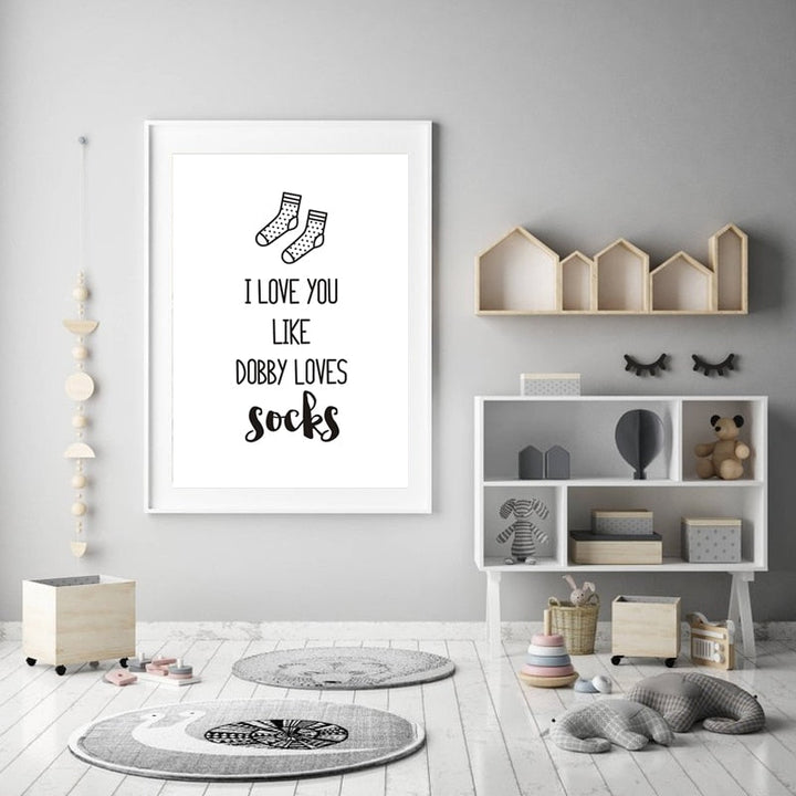 I Love You Nursery Prints Decor Socks - Canvas Wall Art Painting | Bowlift