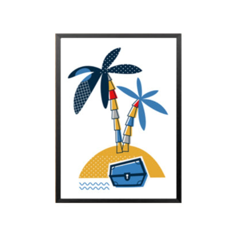 Blue Pirate Sailboat - Canvas Wall Art Painting | Bowlift
