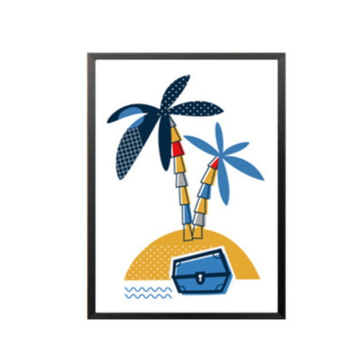 Blue Pirate Sailboat - Canvas Wall Art Painting | Bowlift