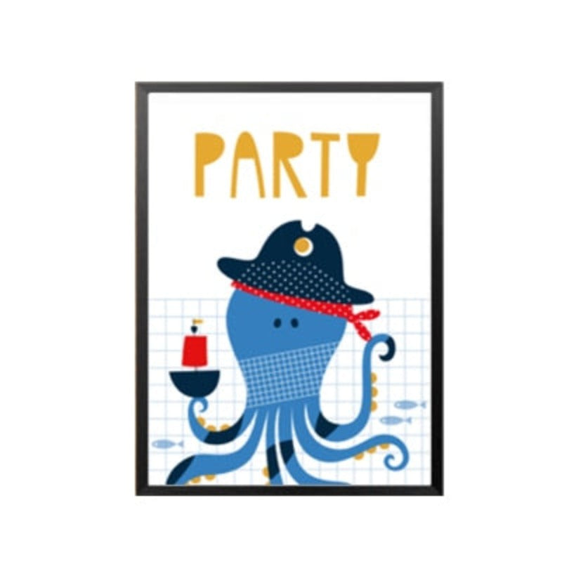 Blue Pirate Sailboat - Canvas Wall Art Painting | Bowlift