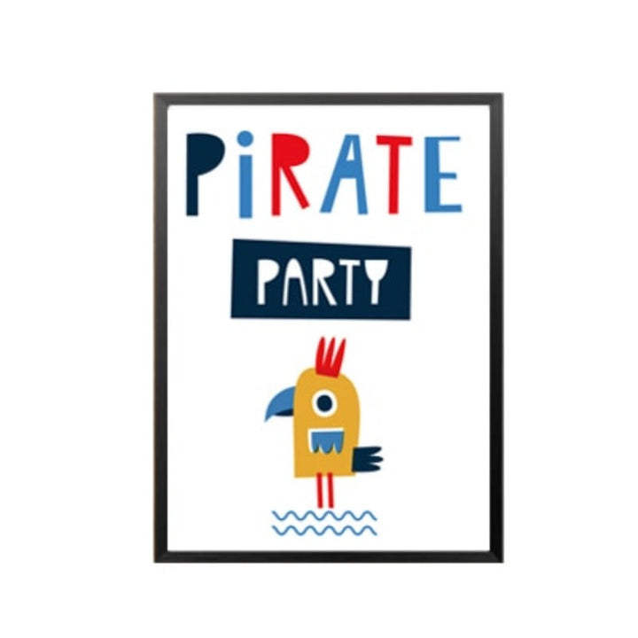 Blue Pirate Sailboat - Canvas Wall Art Painting | Bowlift