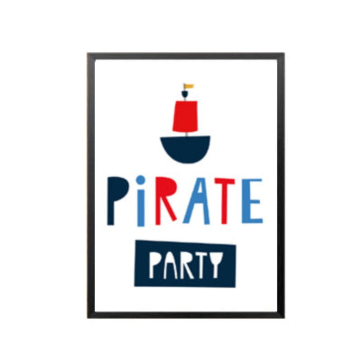 Blue Pirate Sailboat - Canvas Wall Art Painting | Bowlift