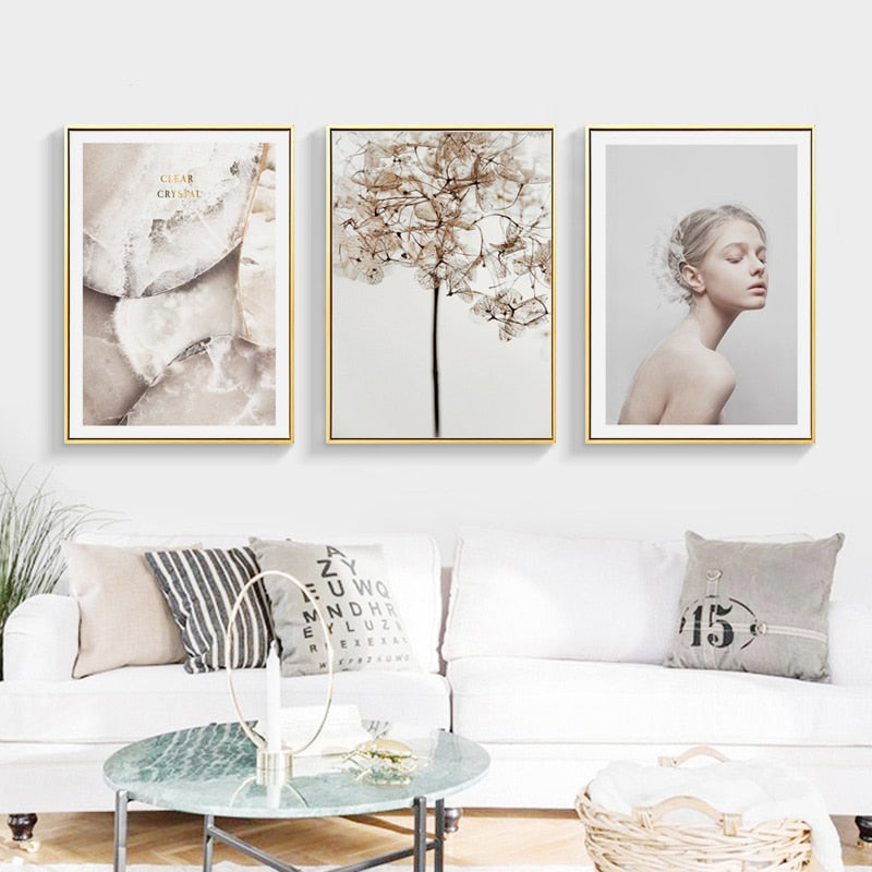 Modern Nordic Flower Prints Love is The Answer - Canvas Wall Art Painting | Bowlift