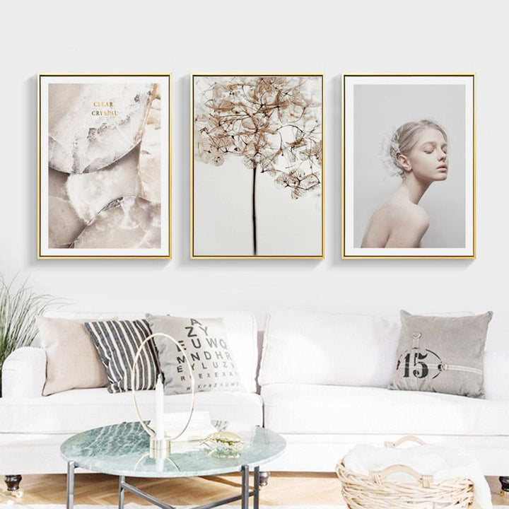 Modern Nordic Flower Prints Love is The Answer - Canvas Wall Art Painting | Bowlift