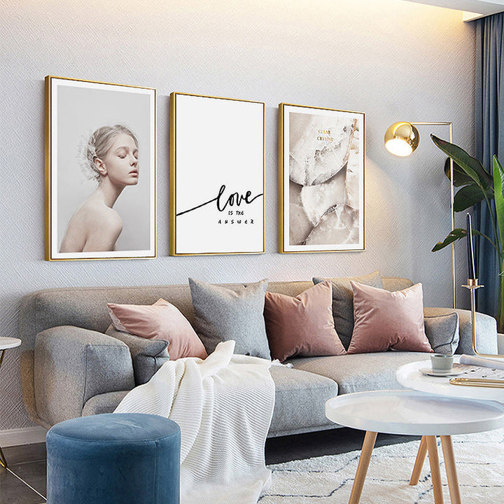 Modern Nordic Flower Prints Love is The Answer - Canvas Wall Art Painting | Bowlift