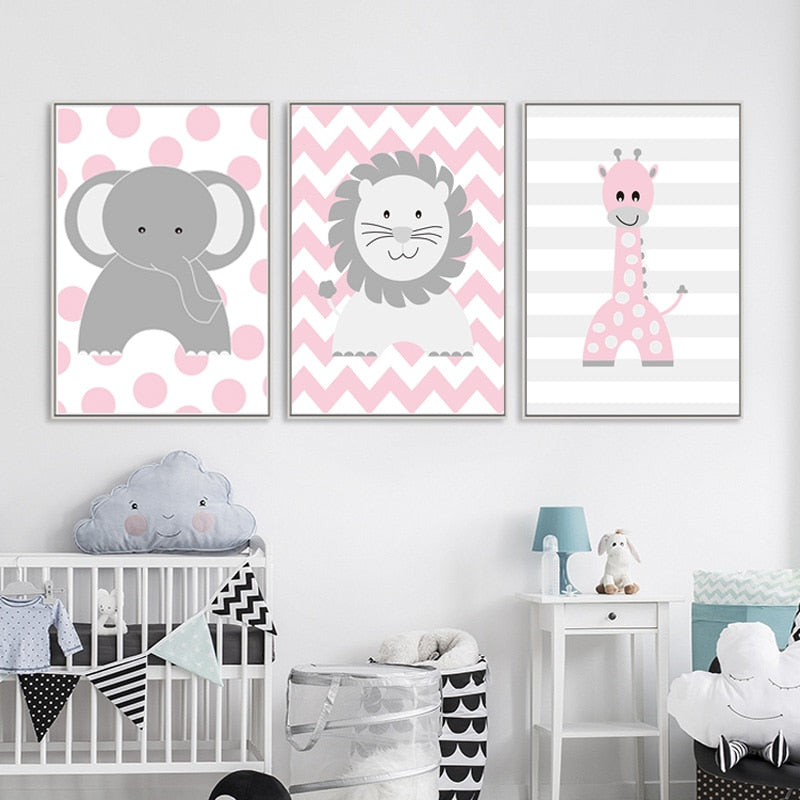 Cute Cartoon Animals - Canvas Wall Art Painting | Bowlift