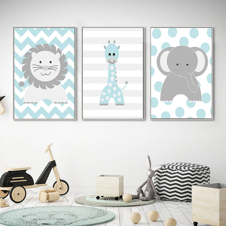 Cute Cartoon Animals - Canvas Wall Art Painting | Bowlift