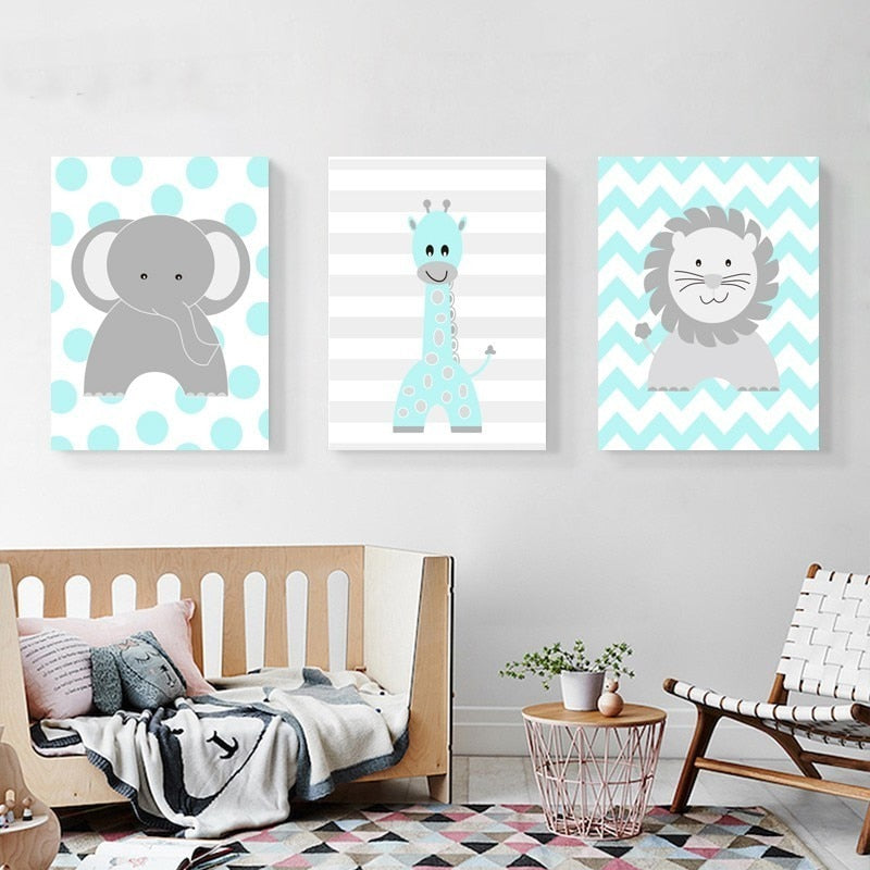 Cute Cartoon Animals - Canvas Wall Art Painting | Bowlift