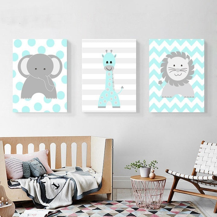 Cute Cartoon Animals - Canvas Wall Art Painting | Bowlift