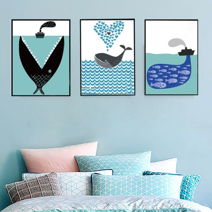 Abstract Whale Shark Ocean Future - Canvas Wall Art Painting | Bowlift