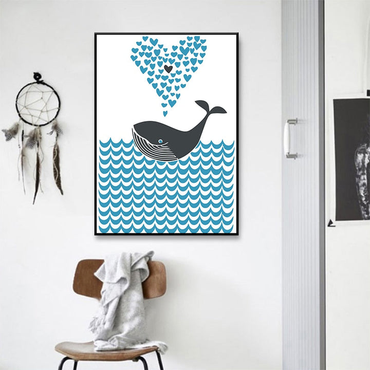 Abstract Whale Shark Ocean Future - Canvas Wall Art Painting | Bowlift
