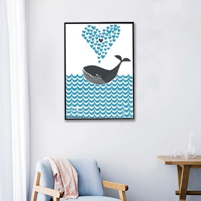 Abstract Whale Shark Ocean Future - Canvas Wall Art Painting | Bowlift