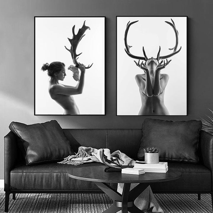 Antlers Women - Canvas Wall Art Paintings | Bowlift