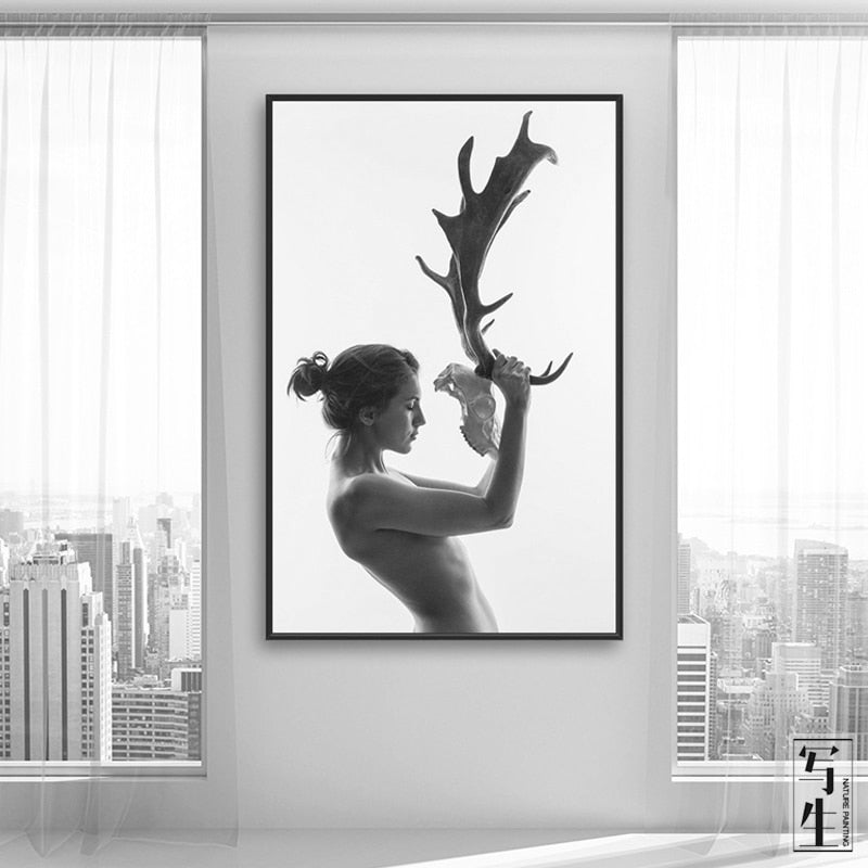 Antlers Women - Canvas Wall Art Paintings | Bowlift