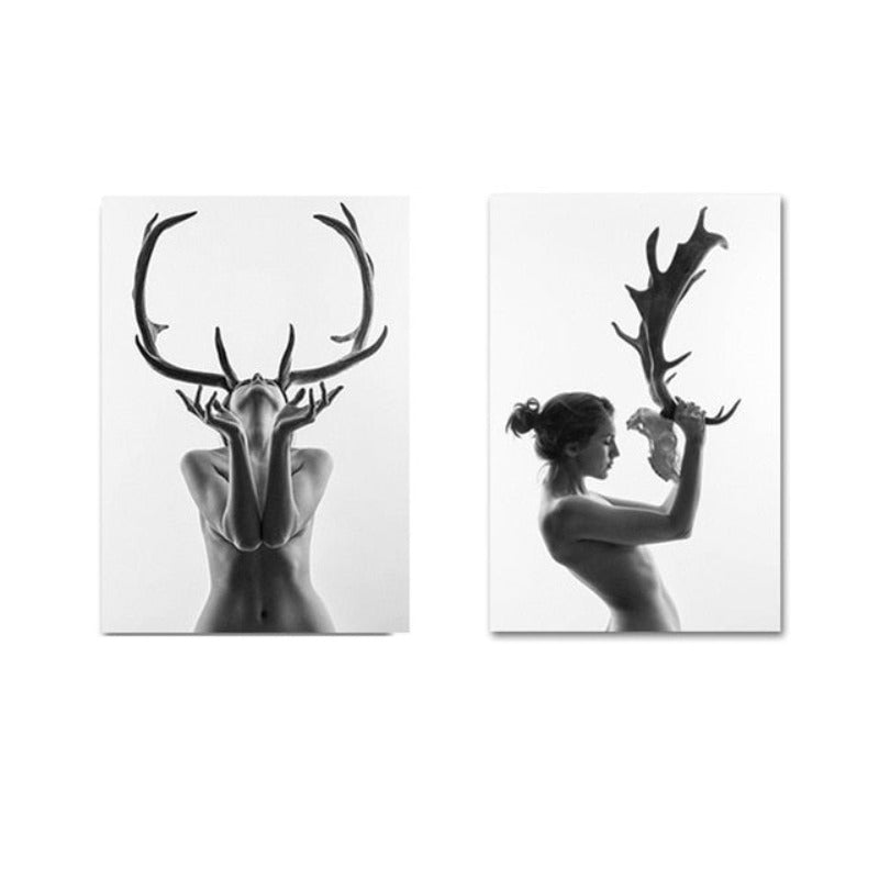 Antlers Women - Canvas Wall Art Paintings | Bowlift