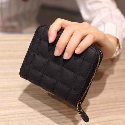BowLift | Women Short PU Leather Plaid Purses Nubuck Card Holder