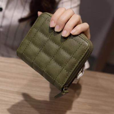 BowLift | Women Short PU Leather Plaid Purses Nubuck Card Holder