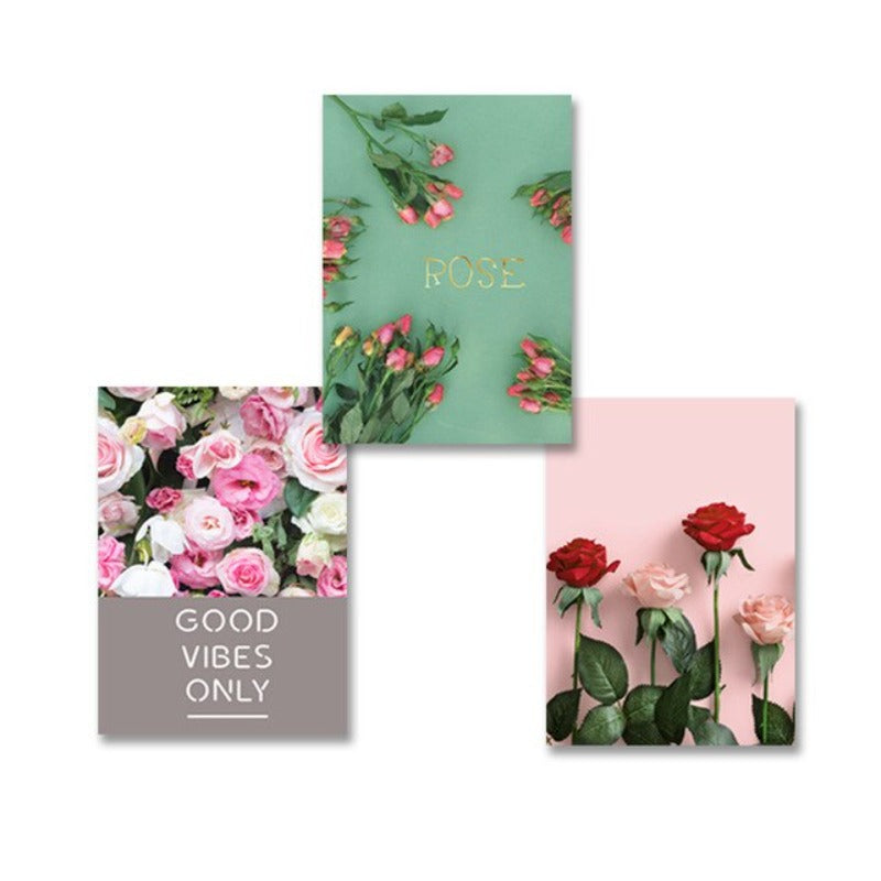 Modern Rose Floral Good Vibes Only - Canvas Wall Art Painting | Bowlift