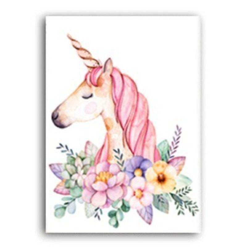 Modern Pink Cartoon Nursery Decor Customized Name - Canvas Wall Art Painting | Bowlift