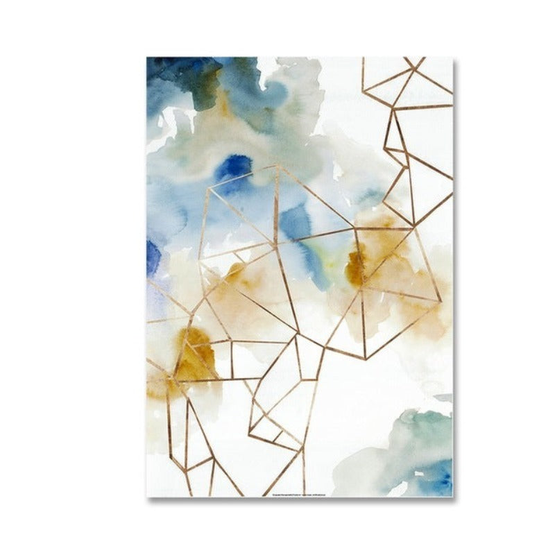 Abstract Watercolor Geometric Pattern - Canvas Wall Art Painting | Bowlift