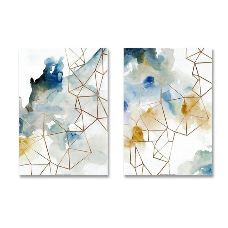 Abstract Watercolor Geometric Pattern - Canvas Wall Art Painting | Bowlift