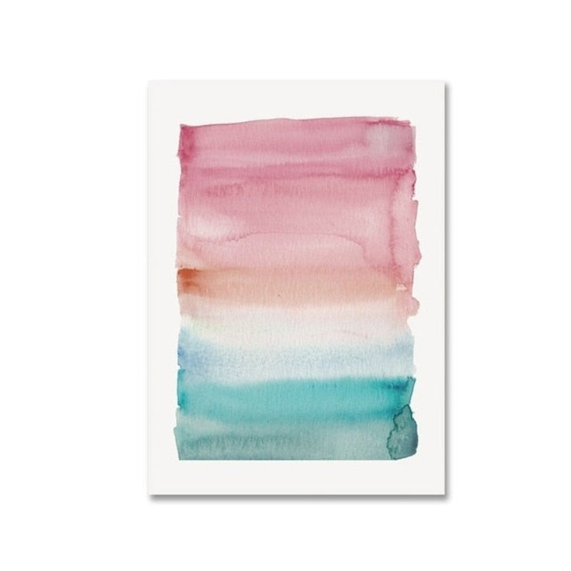 Abstract Watercolor Pink Blue - Canvas Wall Art Painting | Bowlift