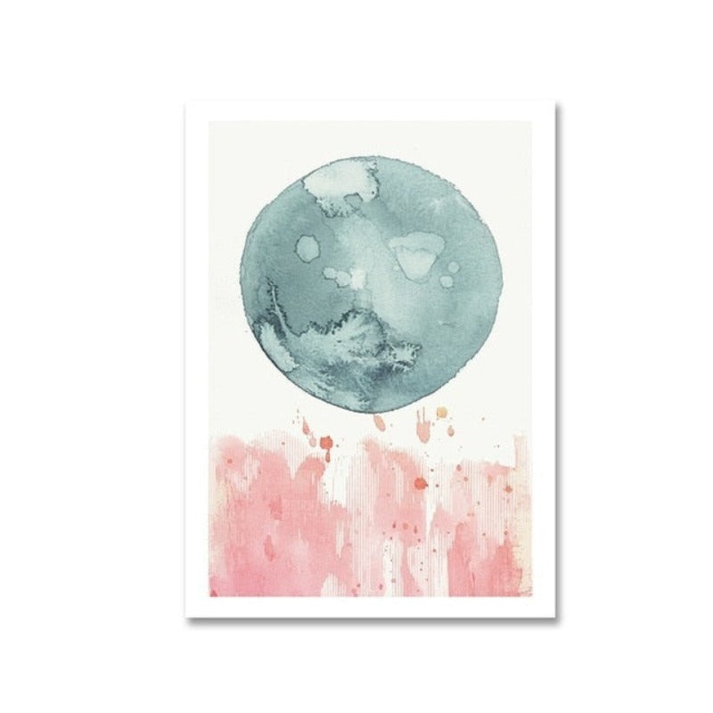 Abstract Watercolor Pink Blue - Canvas Wall Art Painting | Bowlift