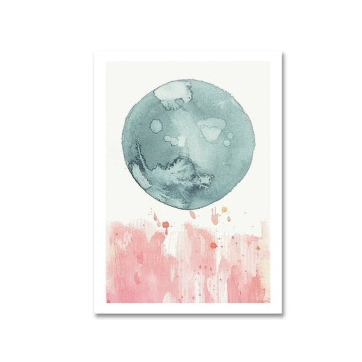 Abstract Watercolor Pink Blue - Canvas Wall Art Painting | Bowlift