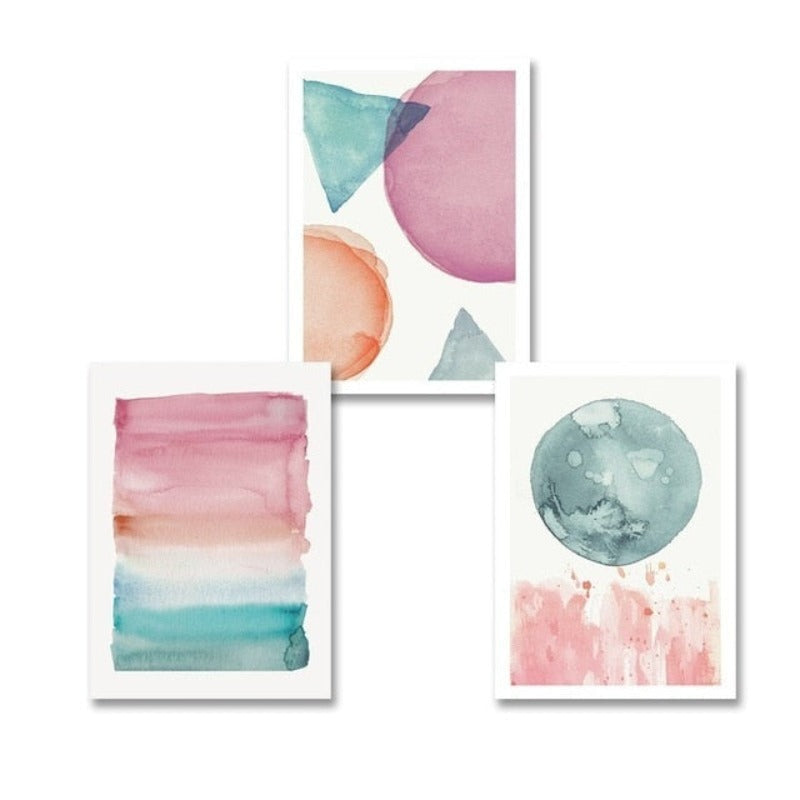 Abstract Watercolor Pink Blue - Canvas Wall Art Painting | Bowlift