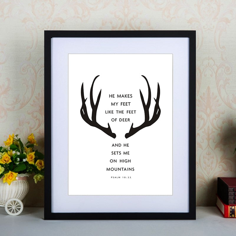 Minimalist Black And White Antlers Inspiring - Canvas Wall Art Painting | Bowlift