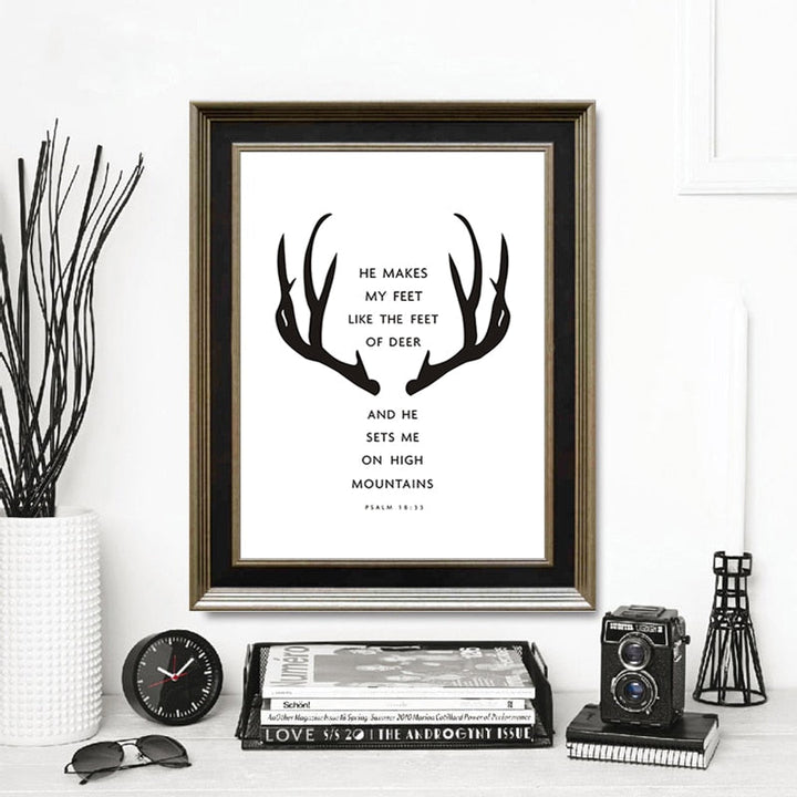 Minimalist Black And White Antlers Inspiring - Canvas Wall Art Painting | Bowlift