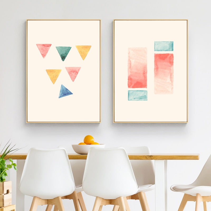 Geometric Watercolor Prints Posters - Canvas Wall Art Painting | Bowlift