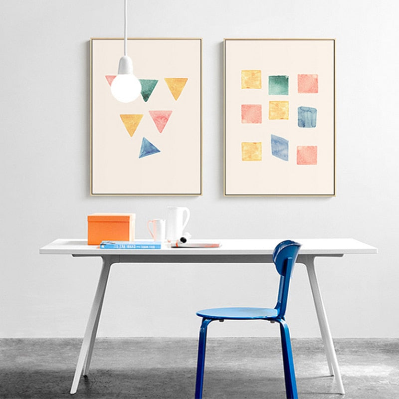 Geometric Watercolor Prints Posters - Canvas Wall Art Painting | Bowlift