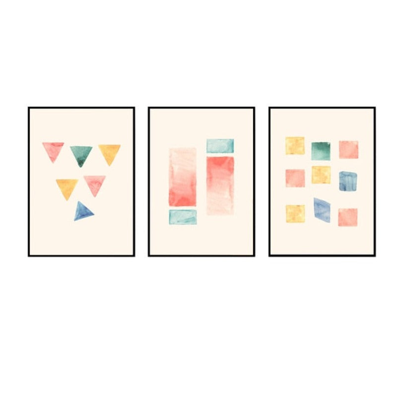 Geometric Watercolor Prints Posters - Canvas Wall Art Painting | Bowlift