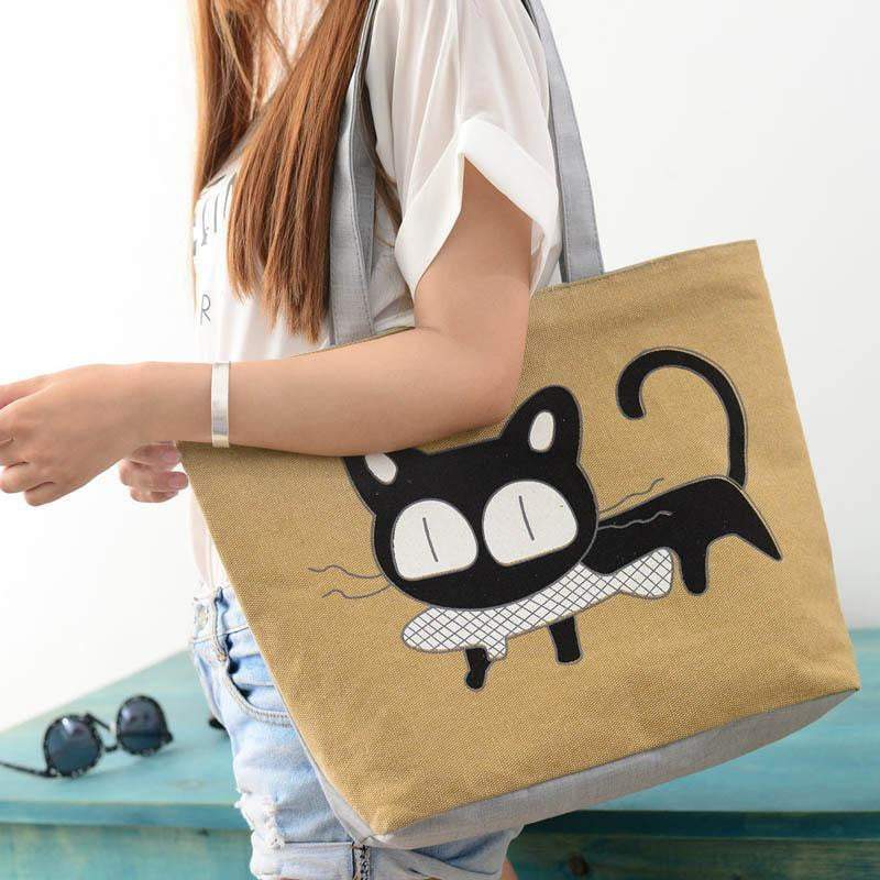 BowLift | Women Canvas Casual Shoulder Tote Cat Handbags