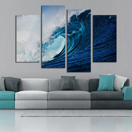 Big Blue Sea Waves - Canvas Wall Art Painting | Bowlift