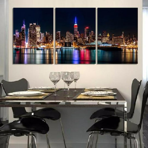New York City Nightscape - Canvas Wall Art Painting | Bowlift