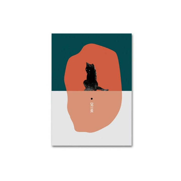 Cat Drink Coffee-Canvas Wall Art Painting | Bowlift