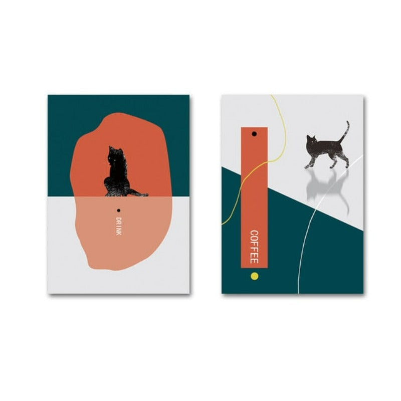 Cat Drink Coffee-Canvas Wall Art Painting | Bowlift
