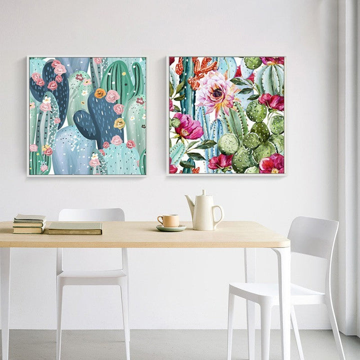 Cactus Floral - Canvas Wall Art Painting | Bowlift