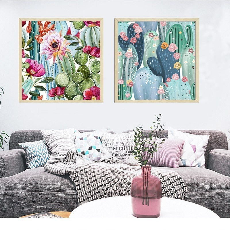 Cactus Floral - Canvas Wall Art Painting | Bowlift
