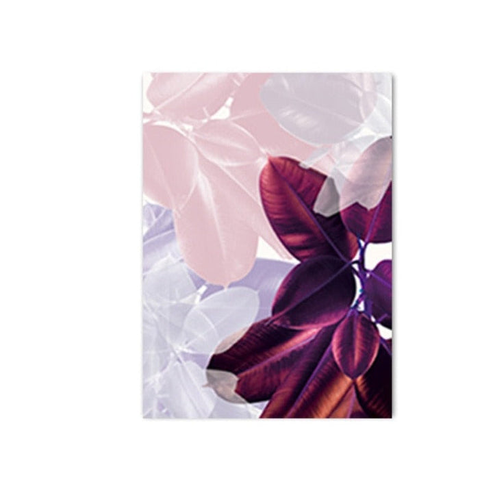 Modern Pink Leaves Woodland Watercolor - Canvas Wall Art Painting | Bowlift