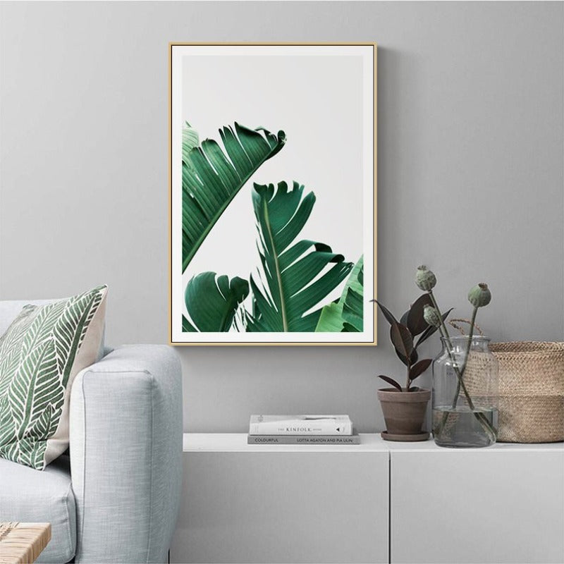 Green Tropical Leaves  - Canvas Wall Art Painting | Bowlift