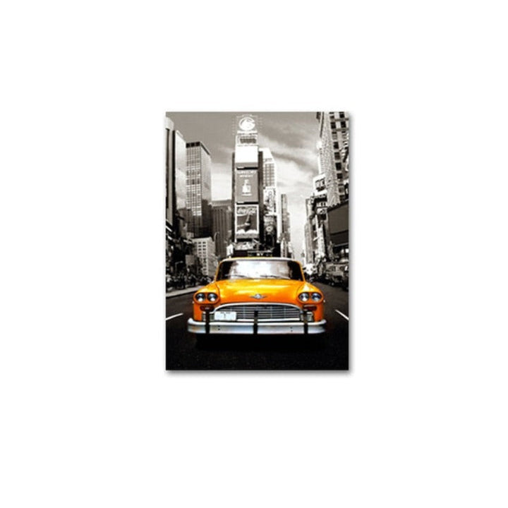 Car City Giraffe - Canvas Wall Art Painting | Bowlift