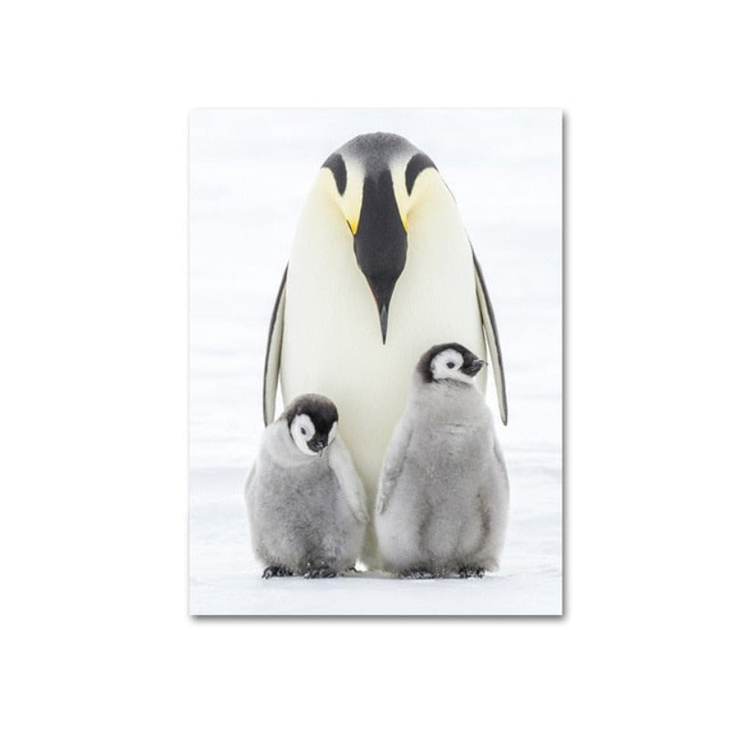 Warm Penguin Family - Canvas Wall Art Painting | Bowlift