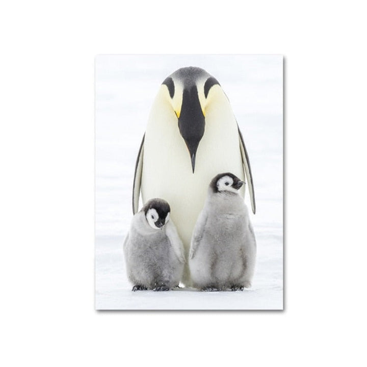 Warm Penguin Family - Canvas Wall Art Painting | Bowlift